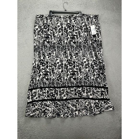 Maggie Barnes Maxi Pencil Skirt Womens 3X Plus Black‎ White Leopard Pleated NEW - Picture 1 of 10